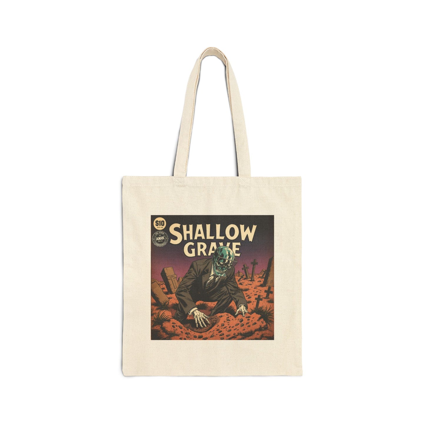 Spooky Shallow Grave Canvas Tote Bag - Eco-Friendly Tote
