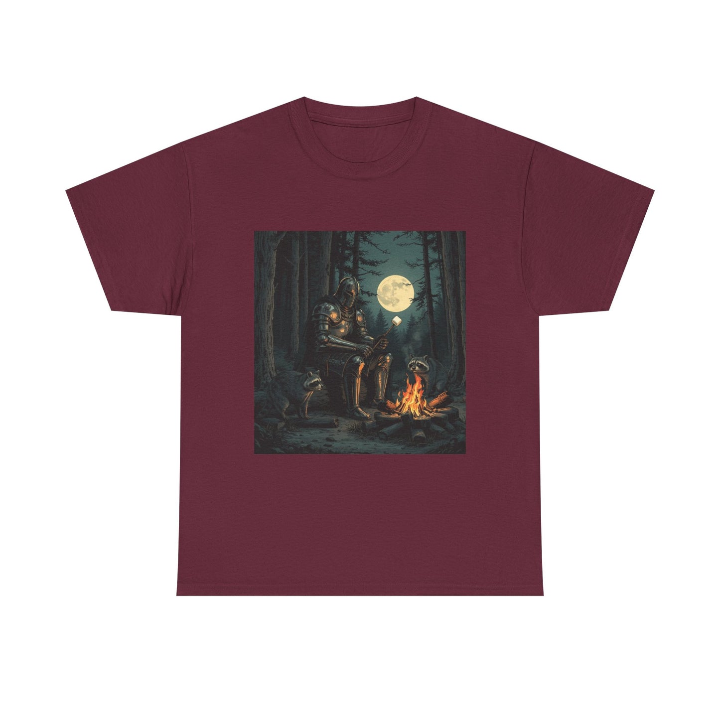 Vintage Comic Cover Knight Of Marshmallows Moonlit Campfire Unisex Tee