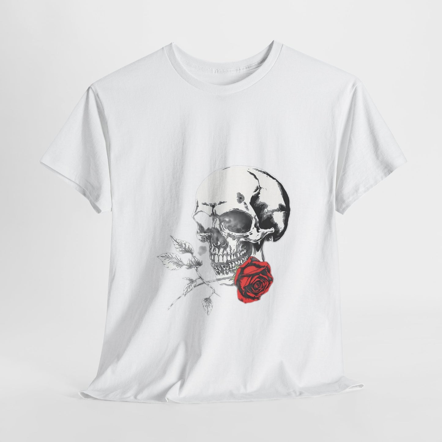 Skelly Goth Skull & Rose Tee - Unisex Heavy Cotton T-Shirt
