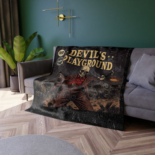 Vintage Comic Cover Devil's Playground Crushed Velvet Blanket