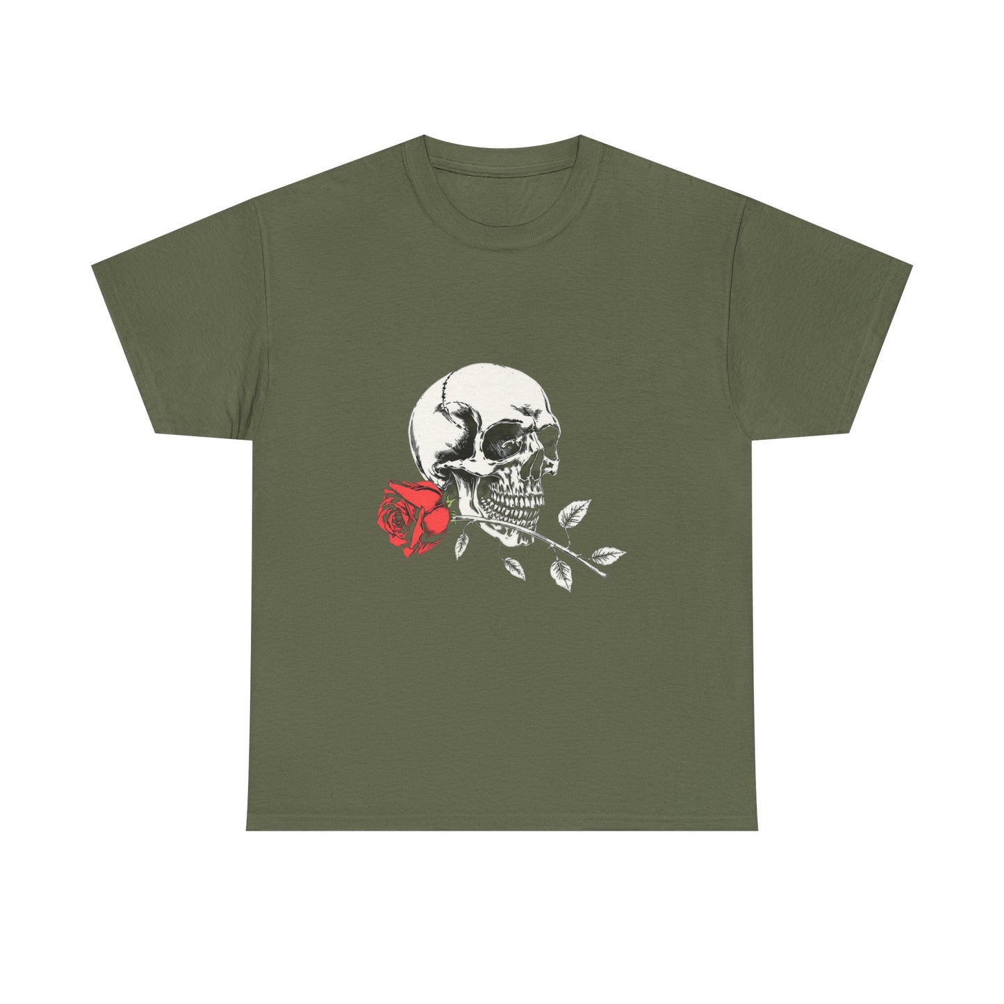Skelly Goth Skull And Rose Unisex Heavy Cotton Tee