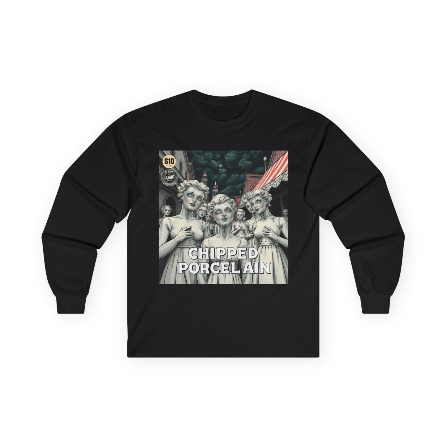 Vintage Comic Cover Chipped Porcelain Long Sleeve Tee