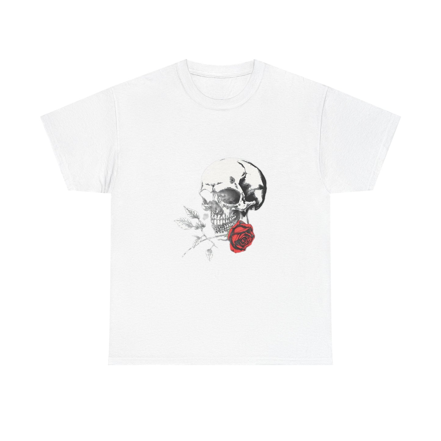 Skelly Goth Skull & Rose Tee - Unisex Heavy Cotton T-Shirt