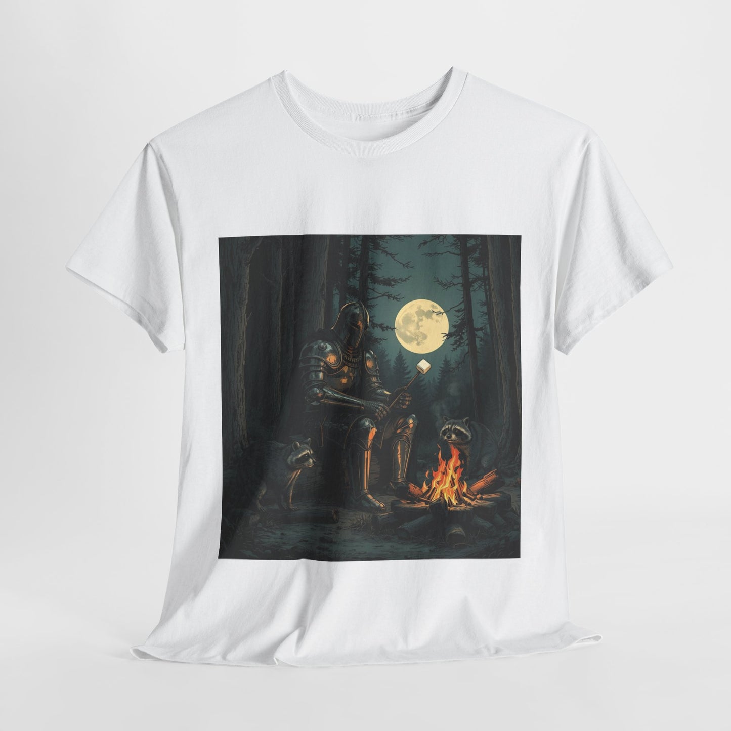 Vintage Comic Cover Knight Of Marshmallows Moonlit Campfire Unisex Tee