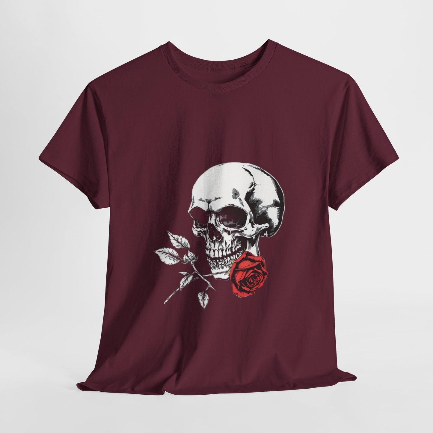 Skelly Goth Skull & Rose Tee - Unisex Heavy Cotton T-Shirt