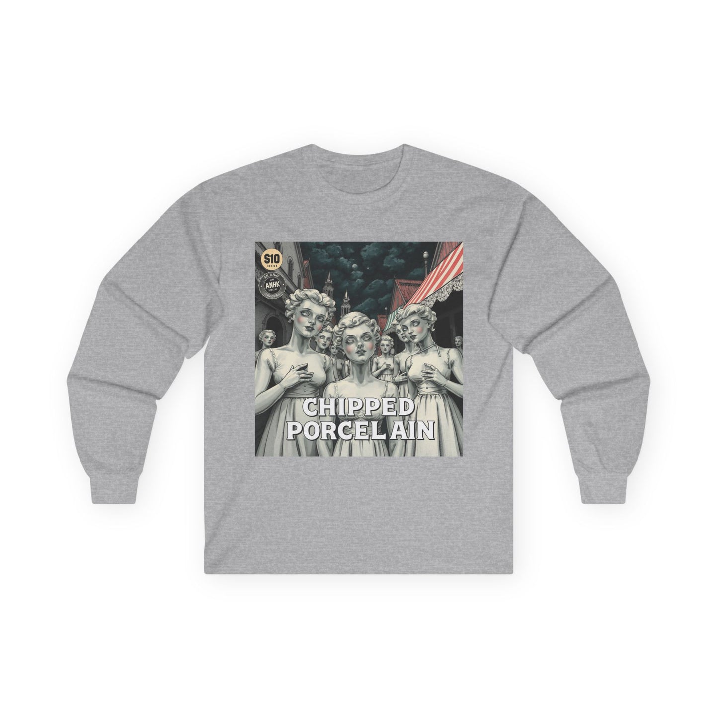 Vintage Comic Cover Chipped Porcelain Long Sleeve Tee