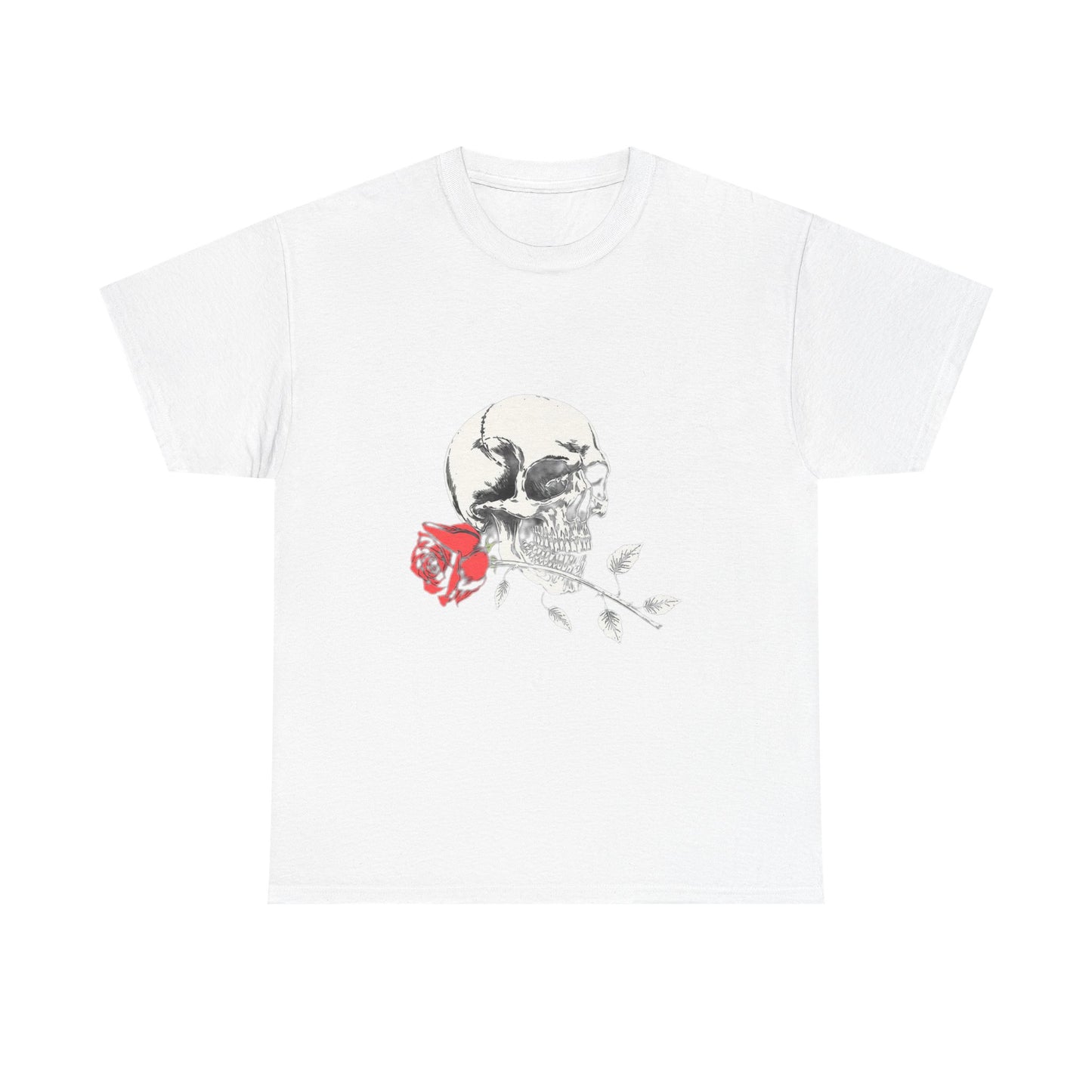 Skelly Goth Skull And Rose Unisex Heavy Cotton Tee