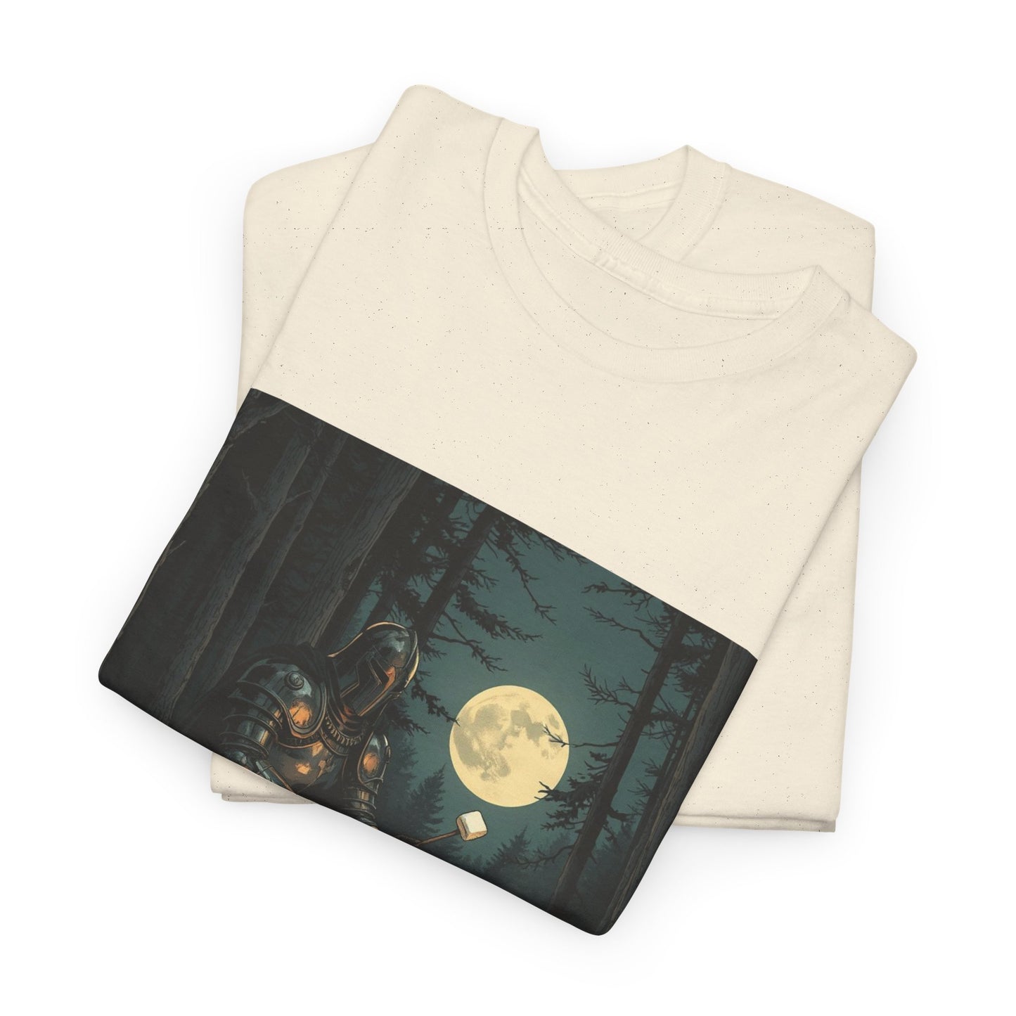 Vintage Comic Cover Knight Of Marshmallows Moonlit Campfire Unisex Tee