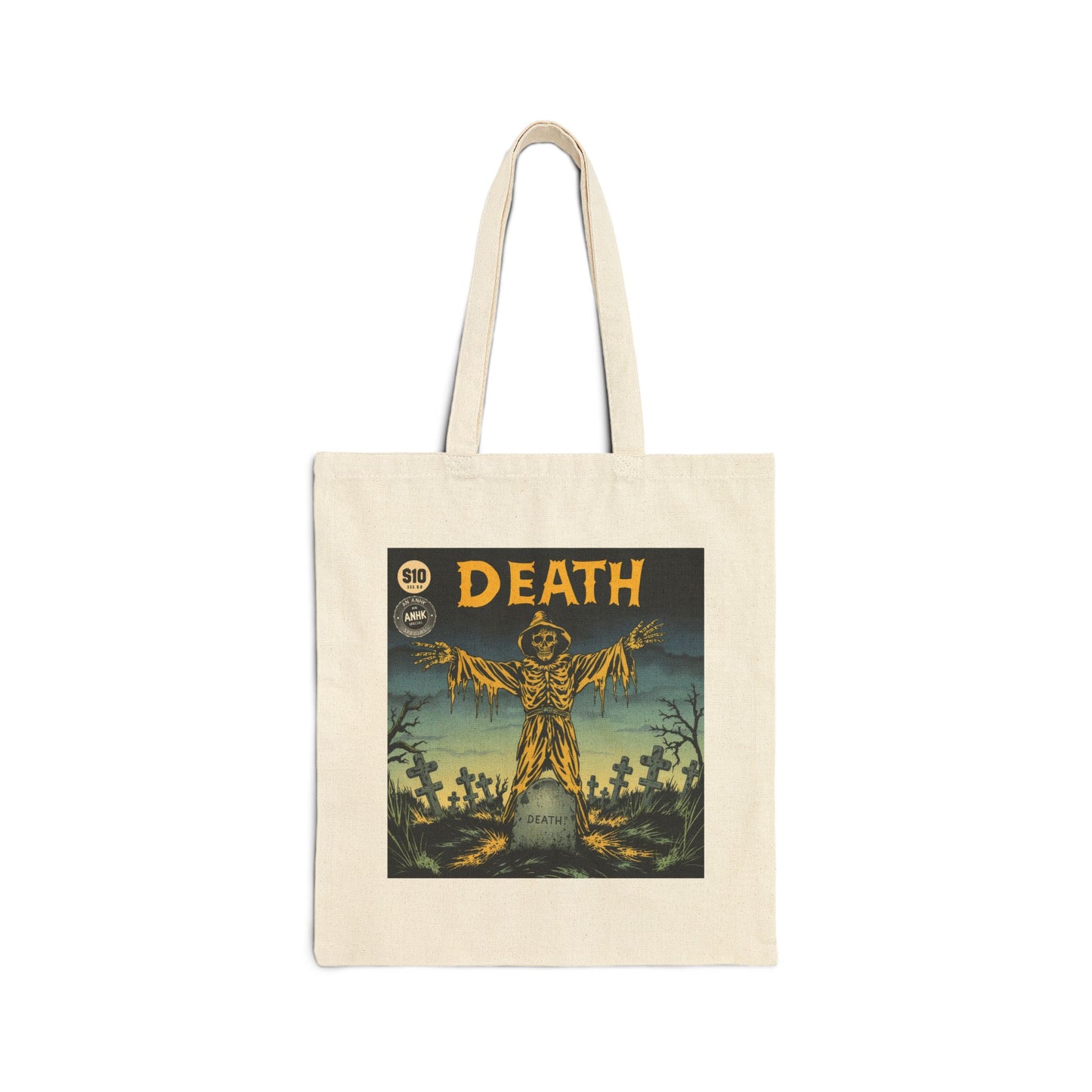 Gothic Tote Bag with Death Design, Eco-Friendly Shopping Bag