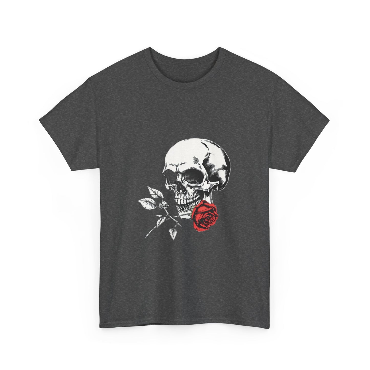 Skelly Goth Skull & Rose Tee - Unisex Heavy Cotton T-Shirt