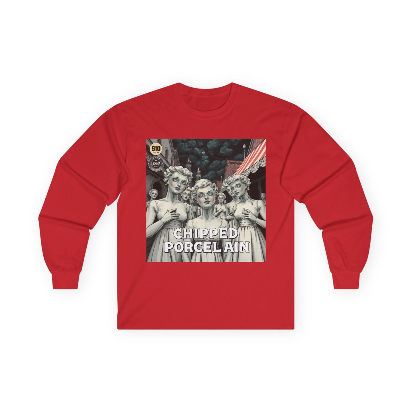 Vintage Comic Cover Chipped Porcelain Long Sleeve Tee