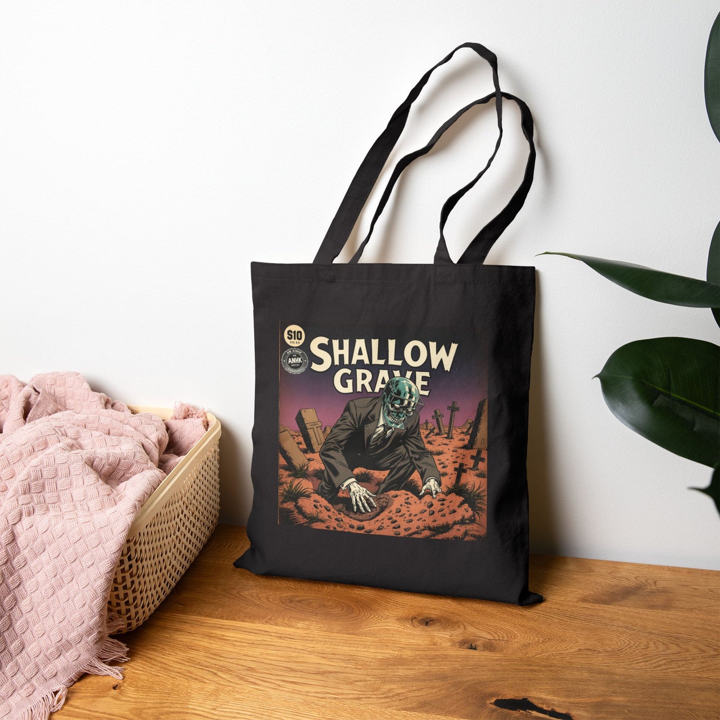 Spooky Shallow Grave Canvas Tote Bag - Eco-Friendly Tote