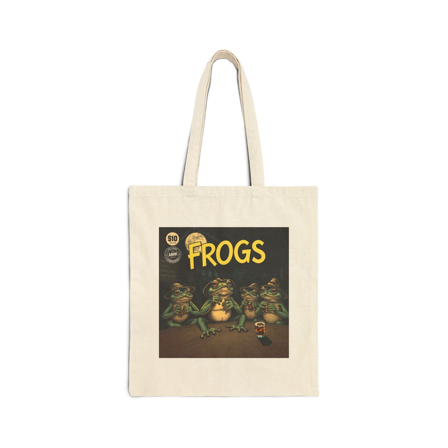 Bar Hopping Frogs Cotton Canvas Tote Bag