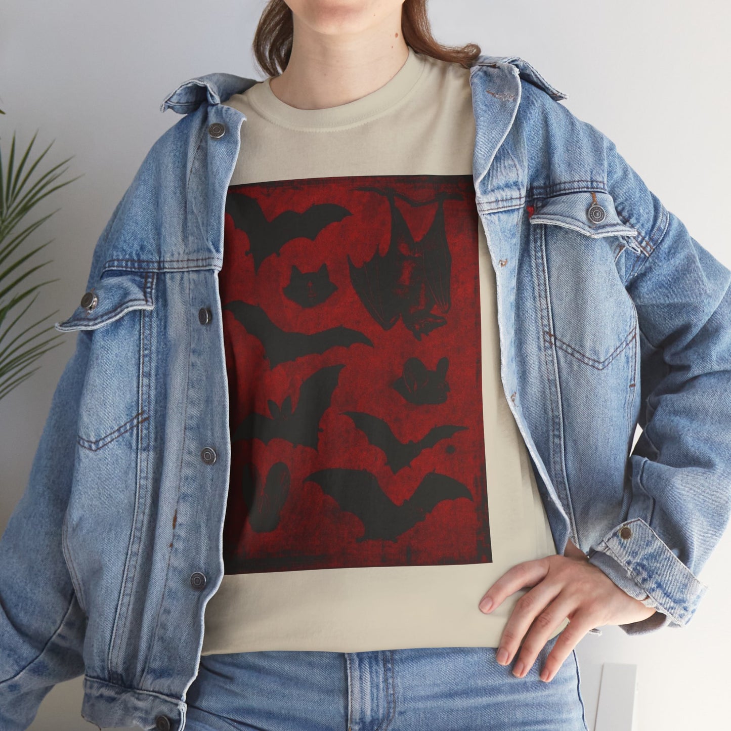 Moody Tee Gothic Bat Print Unisex Heavy Cotton Tee