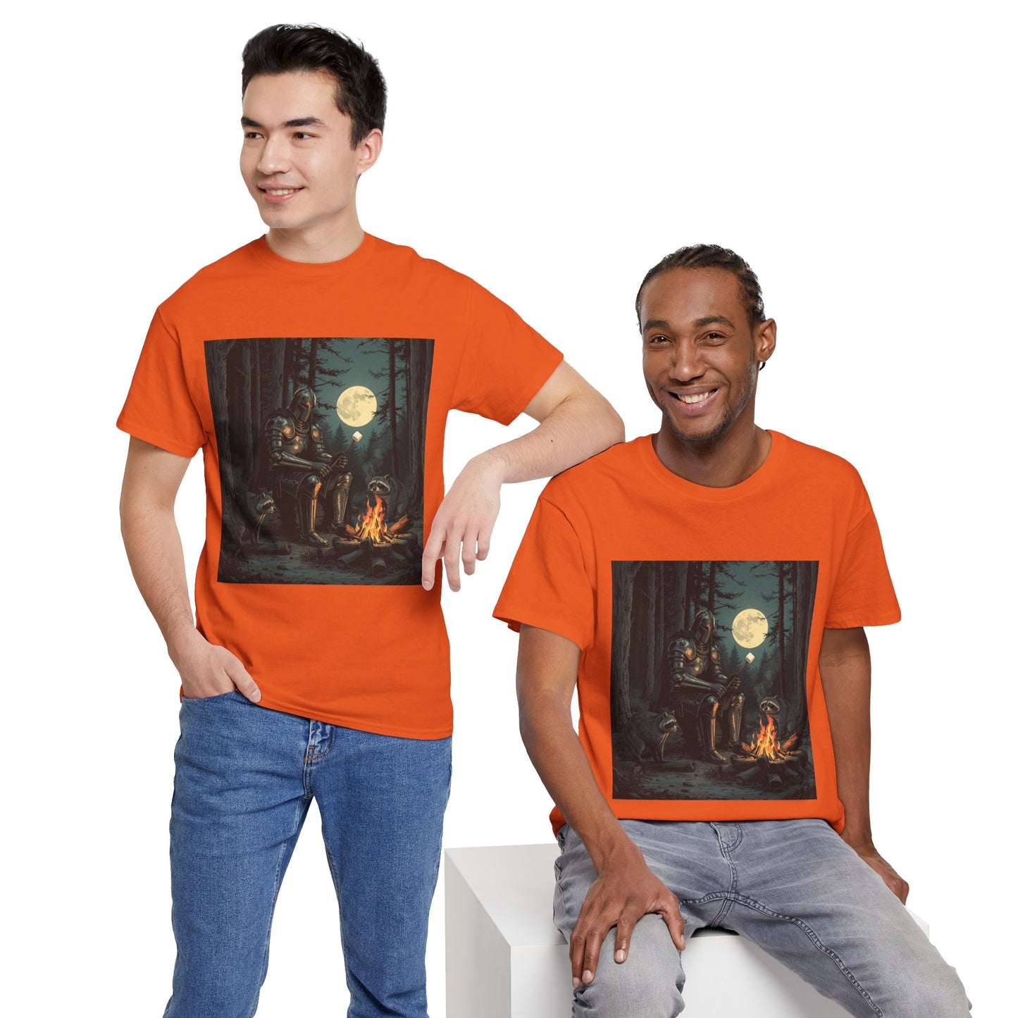 Vintage Comic Cover Knight Of Marshmallows Moonlit Campfire Unisex Tee