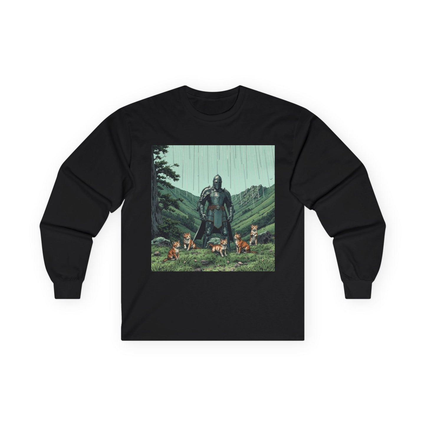 Vintage Comic Cover Knight Of Many Cats Long Sleeve Tee