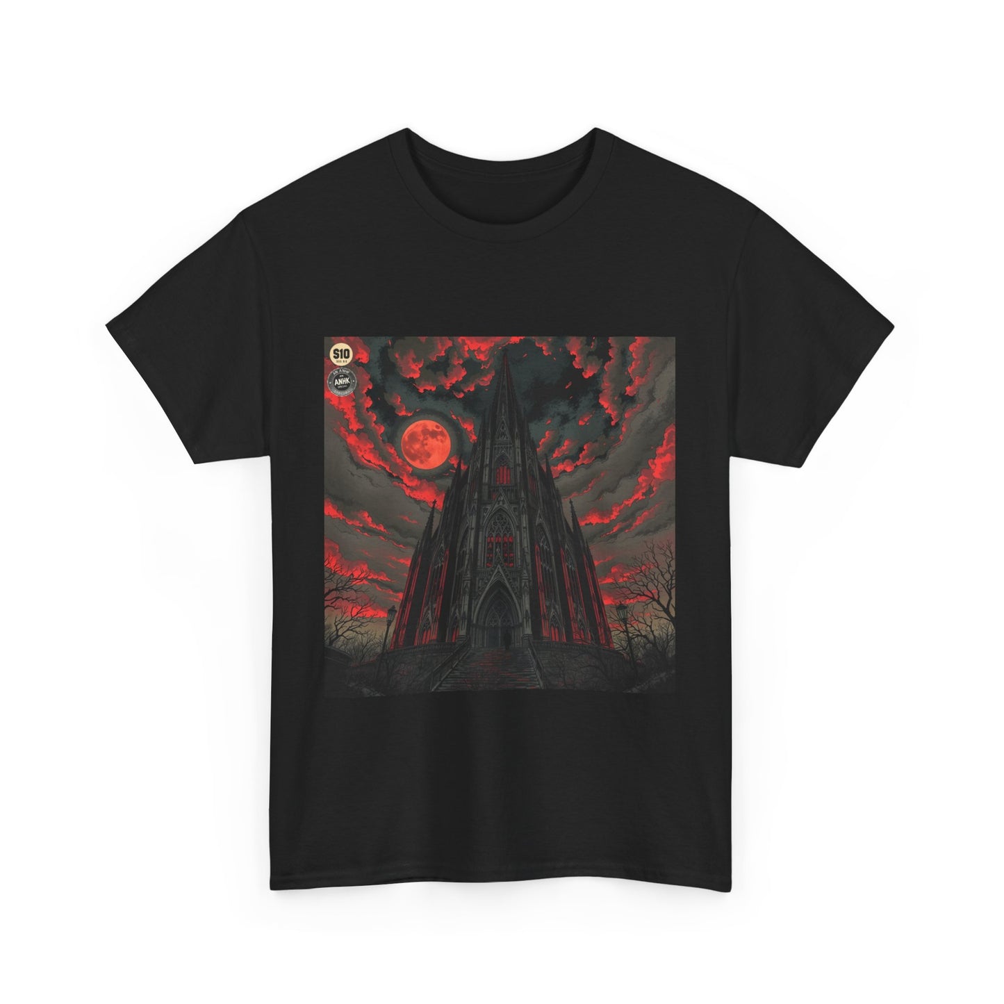 Gothic Cathedral Comic Cover Art Unisex Heavy Cotton Tee