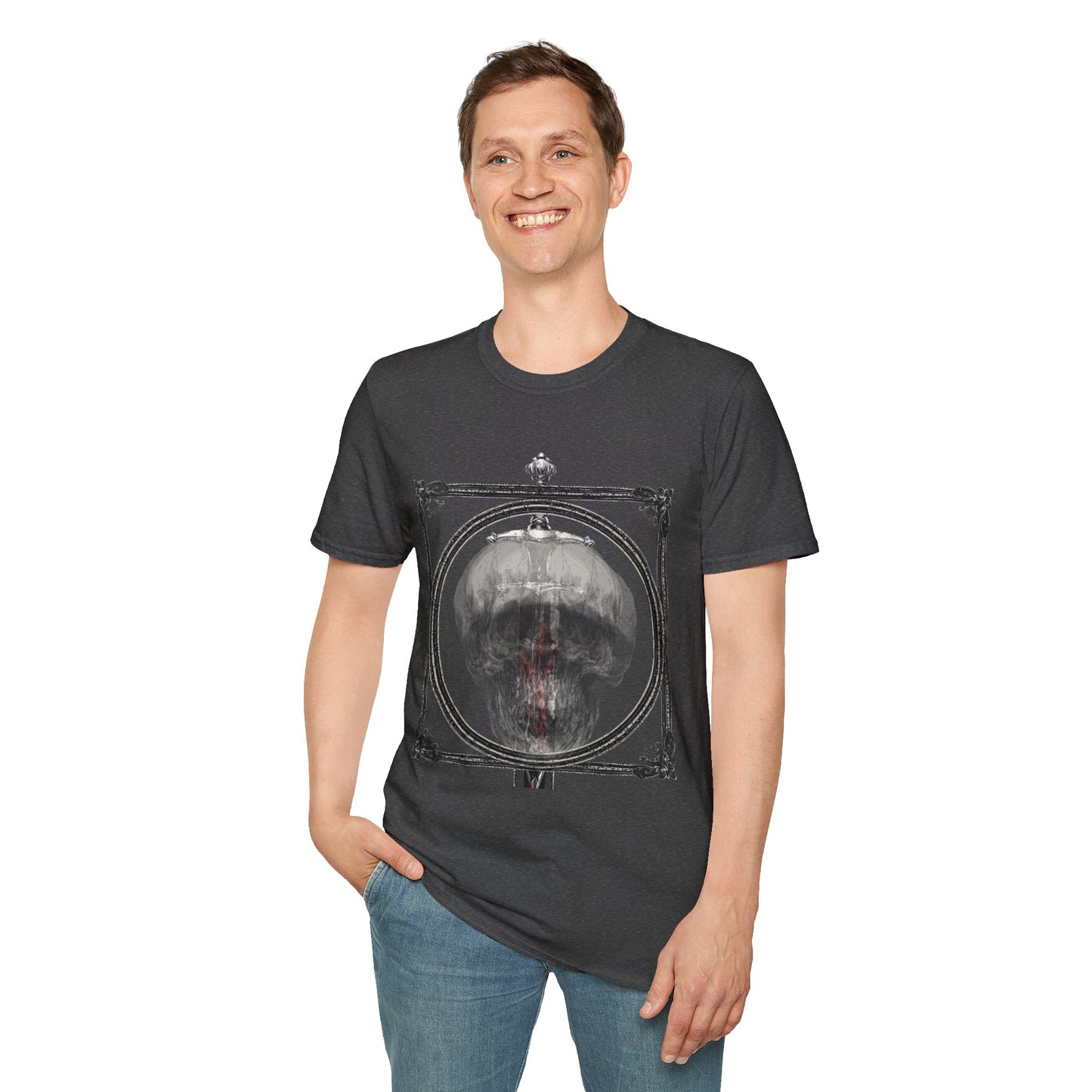 Skelly Goth Franed Sword Through Skull Graphic Tee