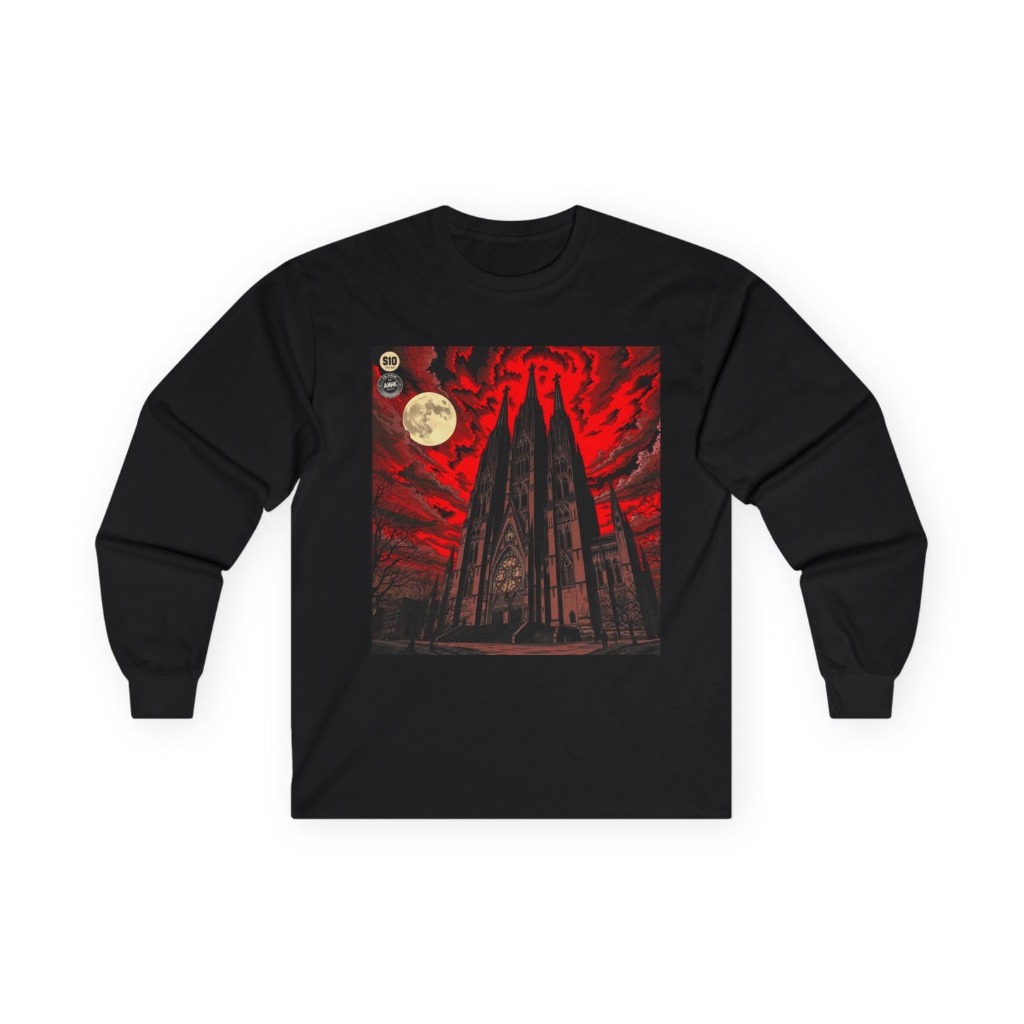 Moody Tee Gothic Moonrise Cathedral Long Sleeve Tee