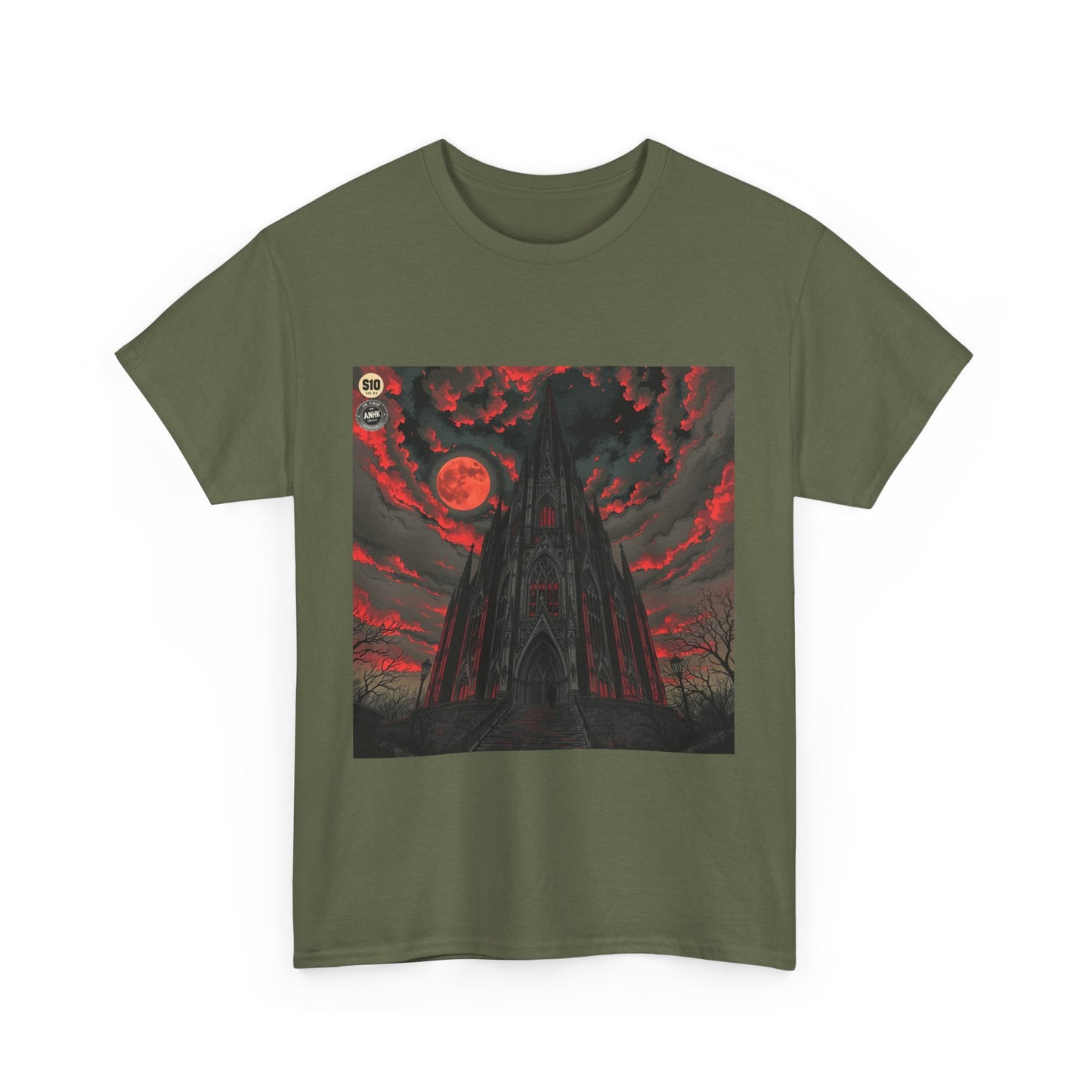 Gothic Cathedral Comic Cover Art Unisex Heavy Cotton Tee