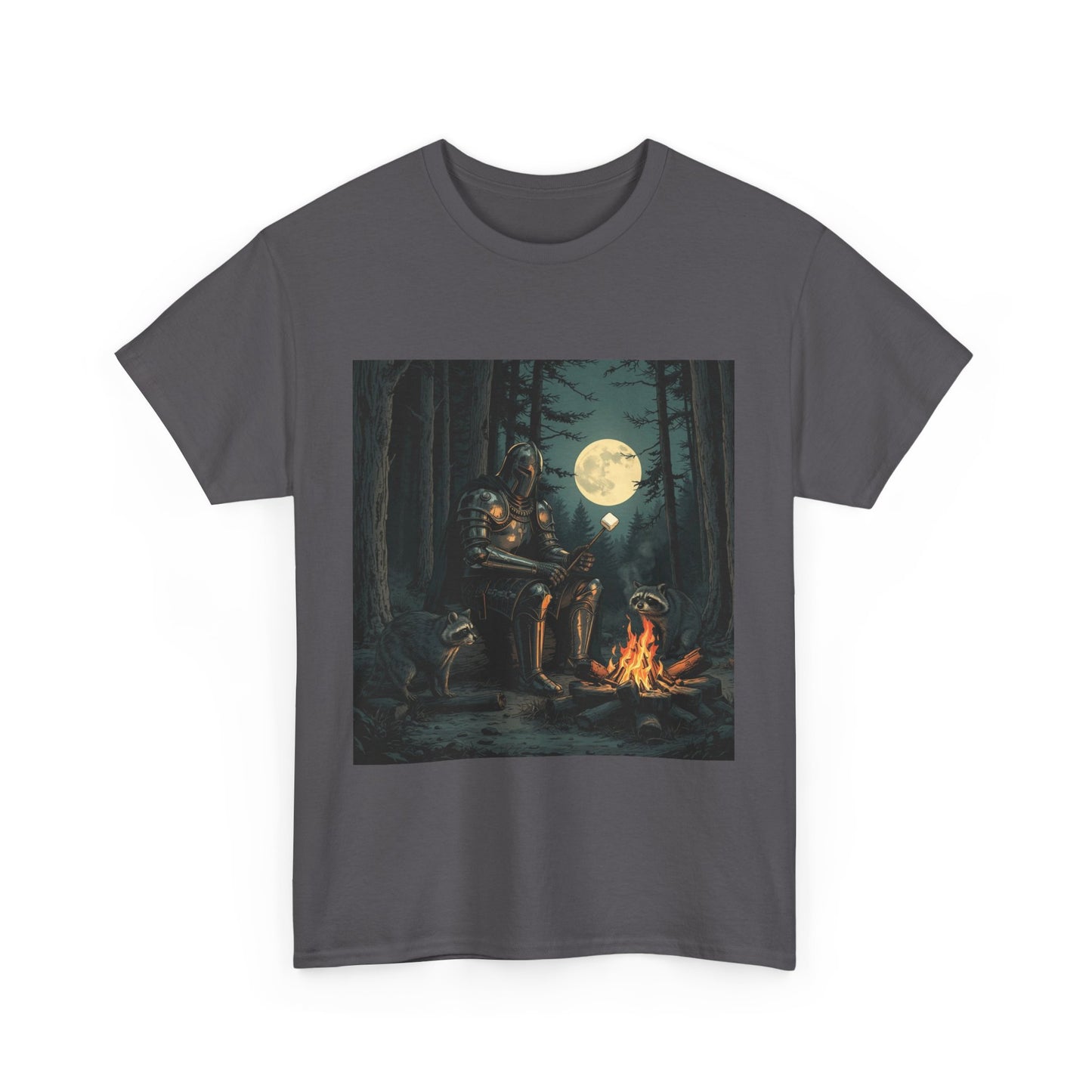Vintage Comic Cover Knight Of Marshmallows Moonlit Campfire Unisex Tee