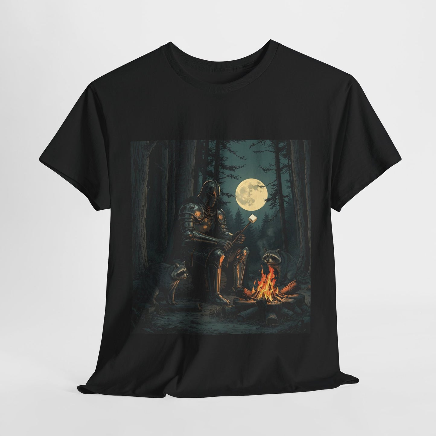 Vintage Comic Cover Knight Of Marshmallows Moonlit Campfire Unisex Tee