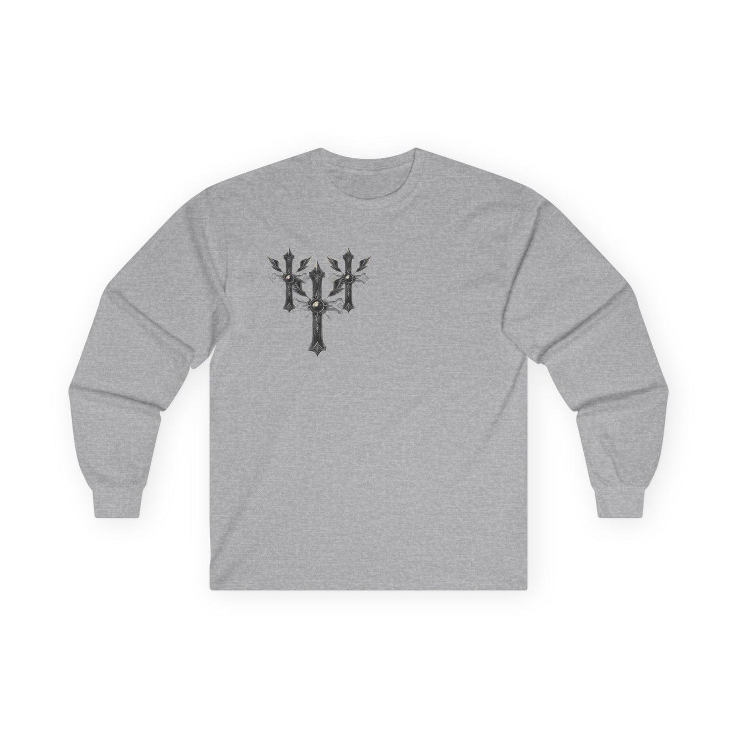 Gothic Y2k Unisex Long Sleeve Tee with Cross Design