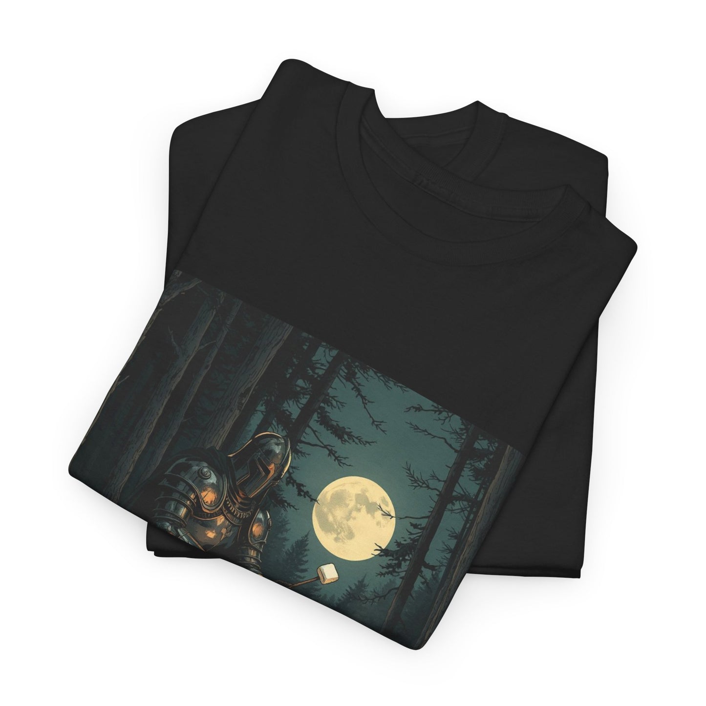 Vintage Comic Cover Knight Of Marshmallows Moonlit Campfire Unisex Tee