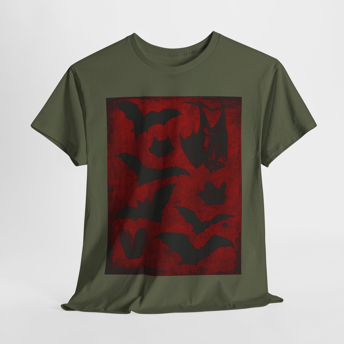 Moody Tee Gothic Bat Print Unisex Heavy Cotton Tee