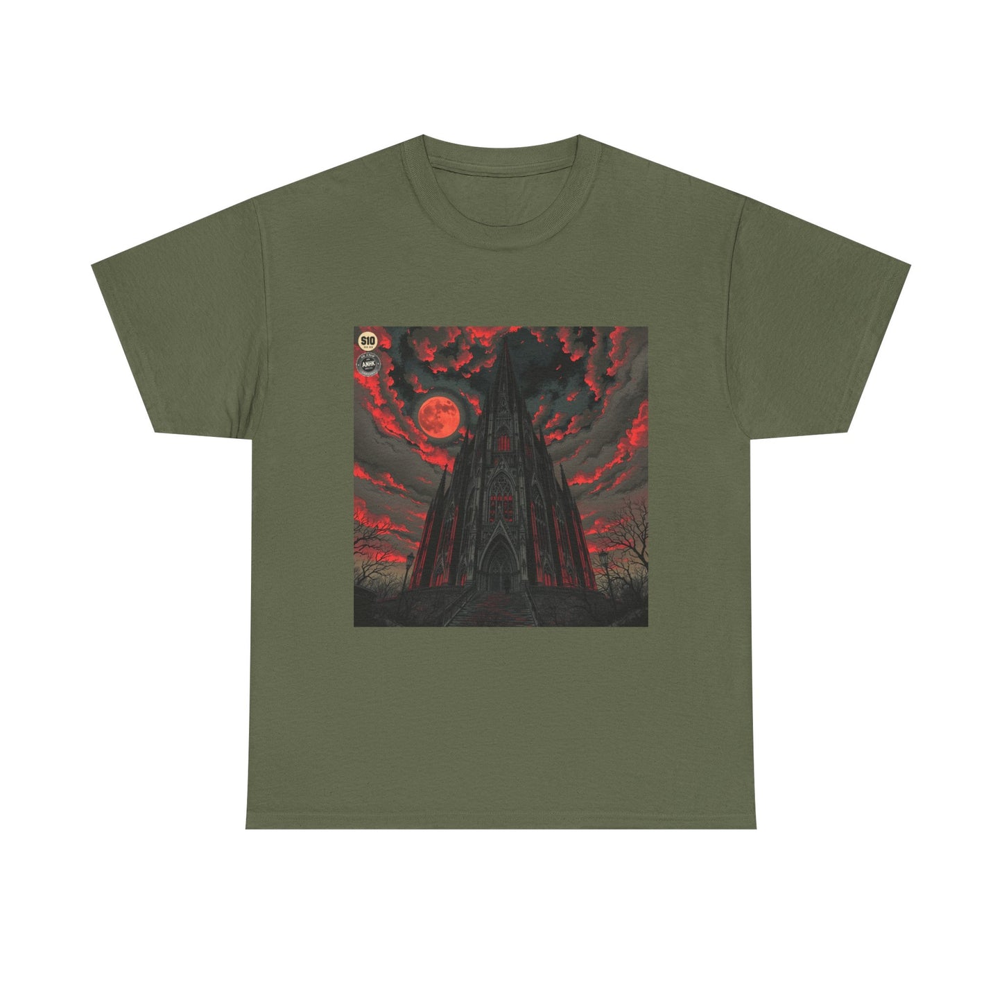 Gothic Cathedral Comic Cover Art Unisex Heavy Cotton Tee
