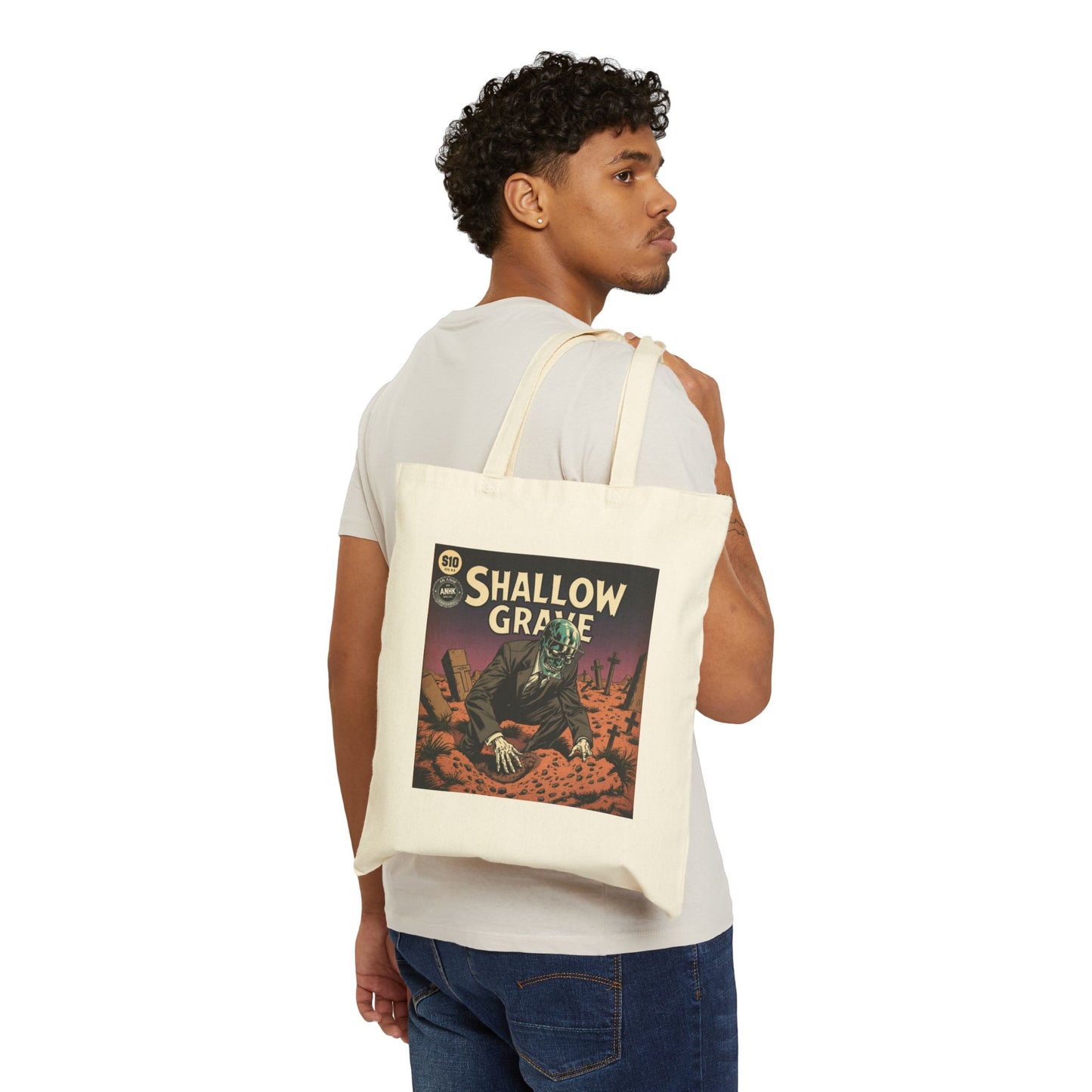 Spooky Shallow Grave Canvas Tote Bag - Eco-Friendly Tote