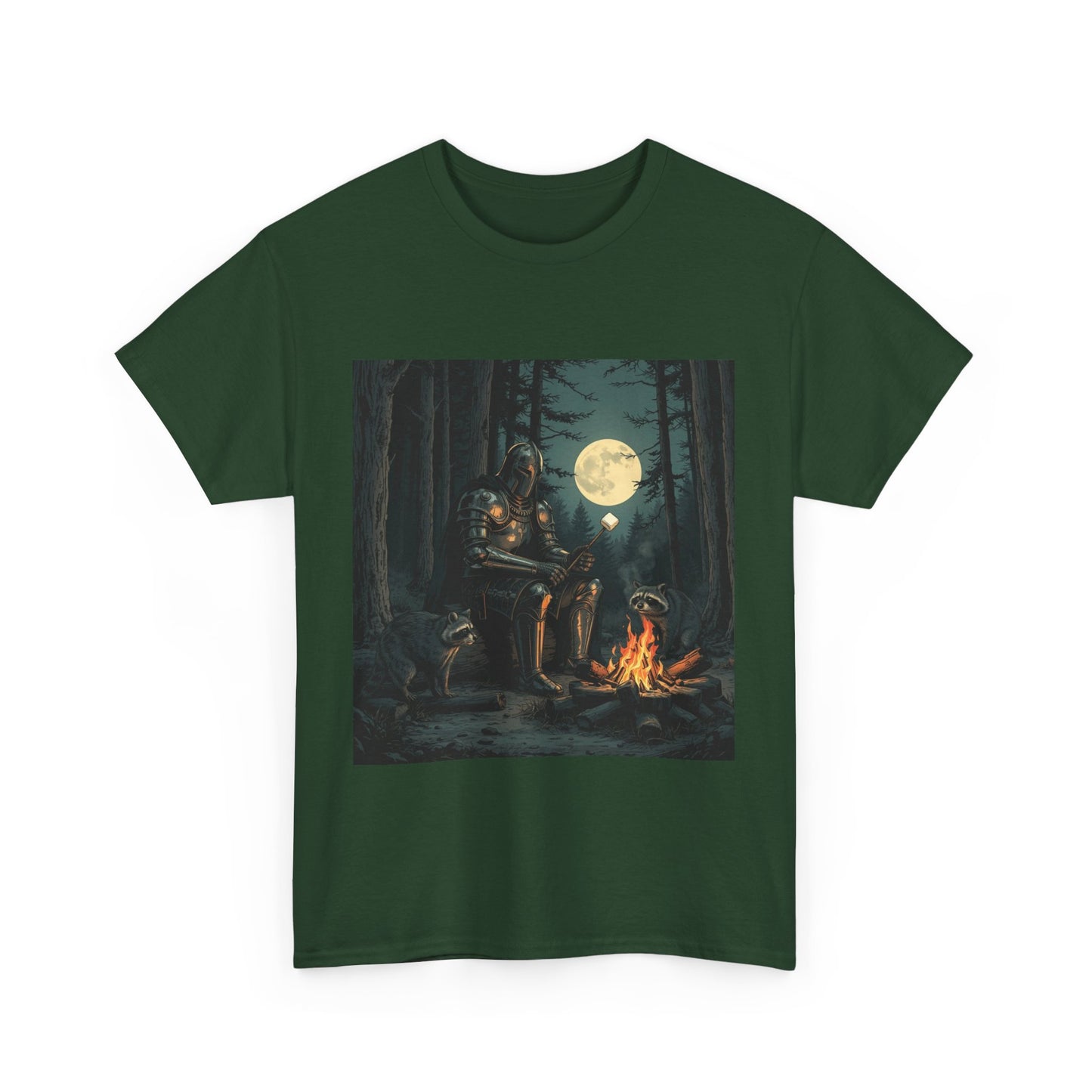 Vintage Comic Cover Knight Of Marshmallows Moonlit Campfire Unisex Tee