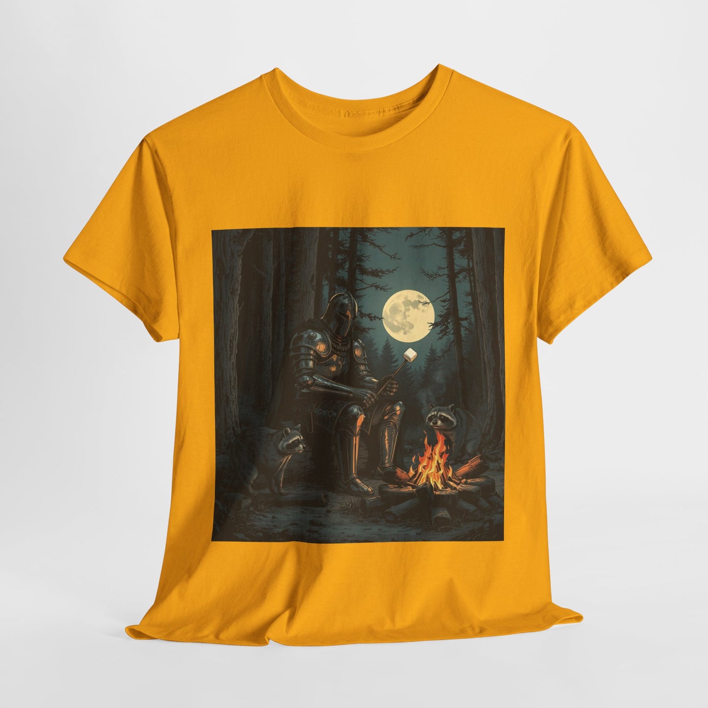 Vintage Comic Cover Knight Of Marshmallows Moonlit Campfire Unisex Tee