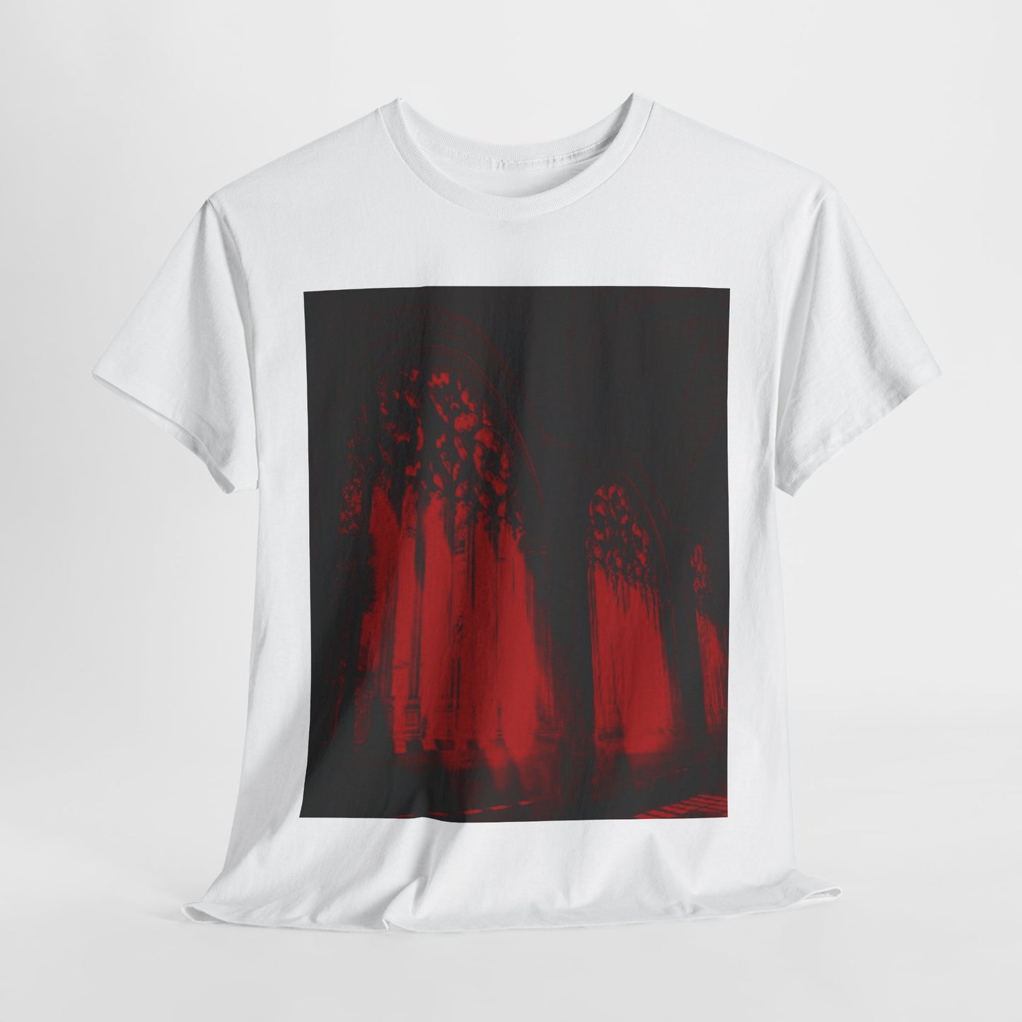 Red Dreams Cathedral Window  Heavy Cotton Tee