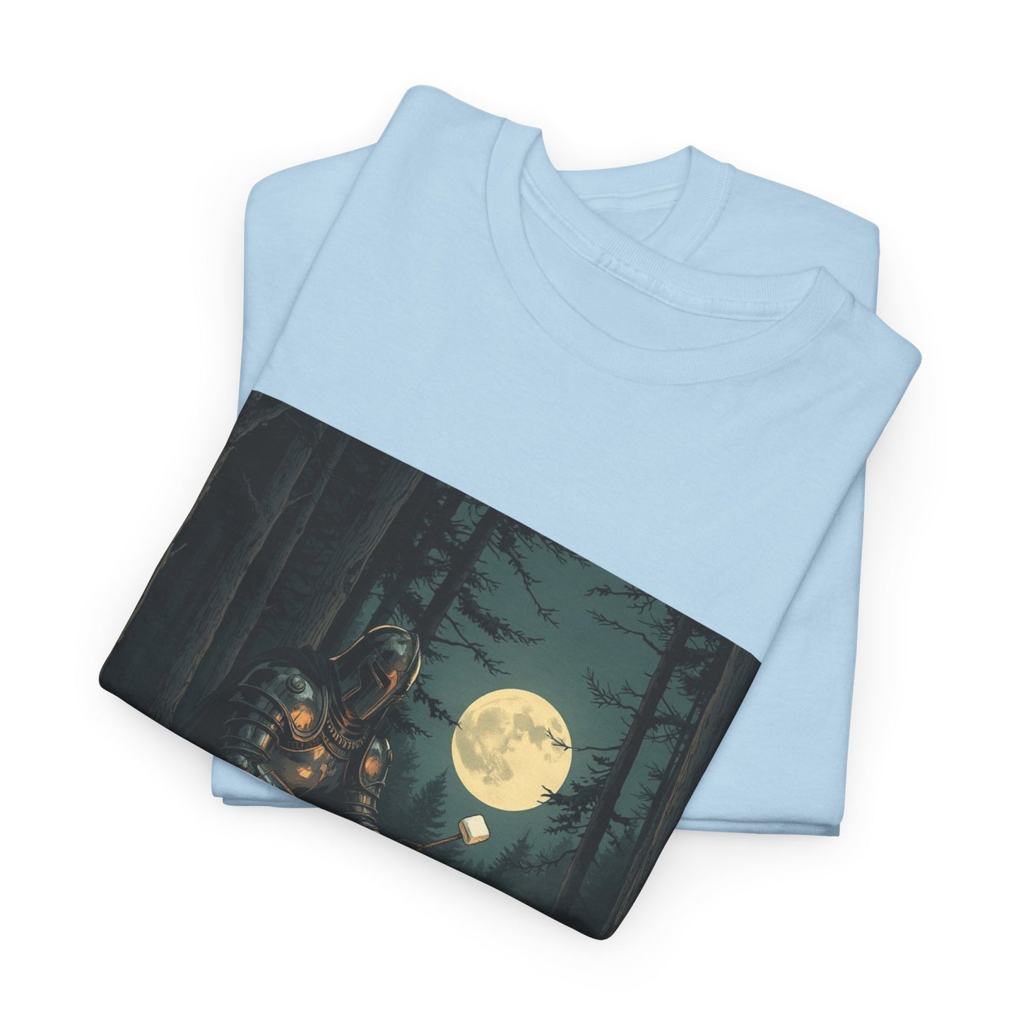 Vintage Comic Cover Knight Of Marshmallows Moonlit Campfire Unisex Tee