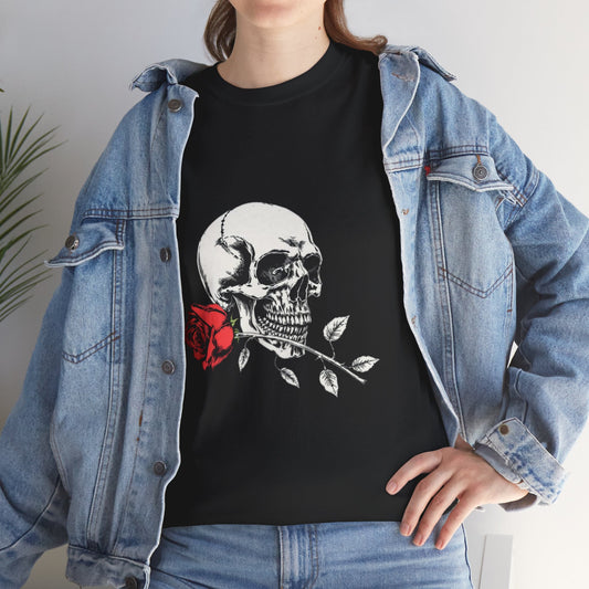 Skelly Goth Skull And Rose Unisex Heavy Cotton Tee