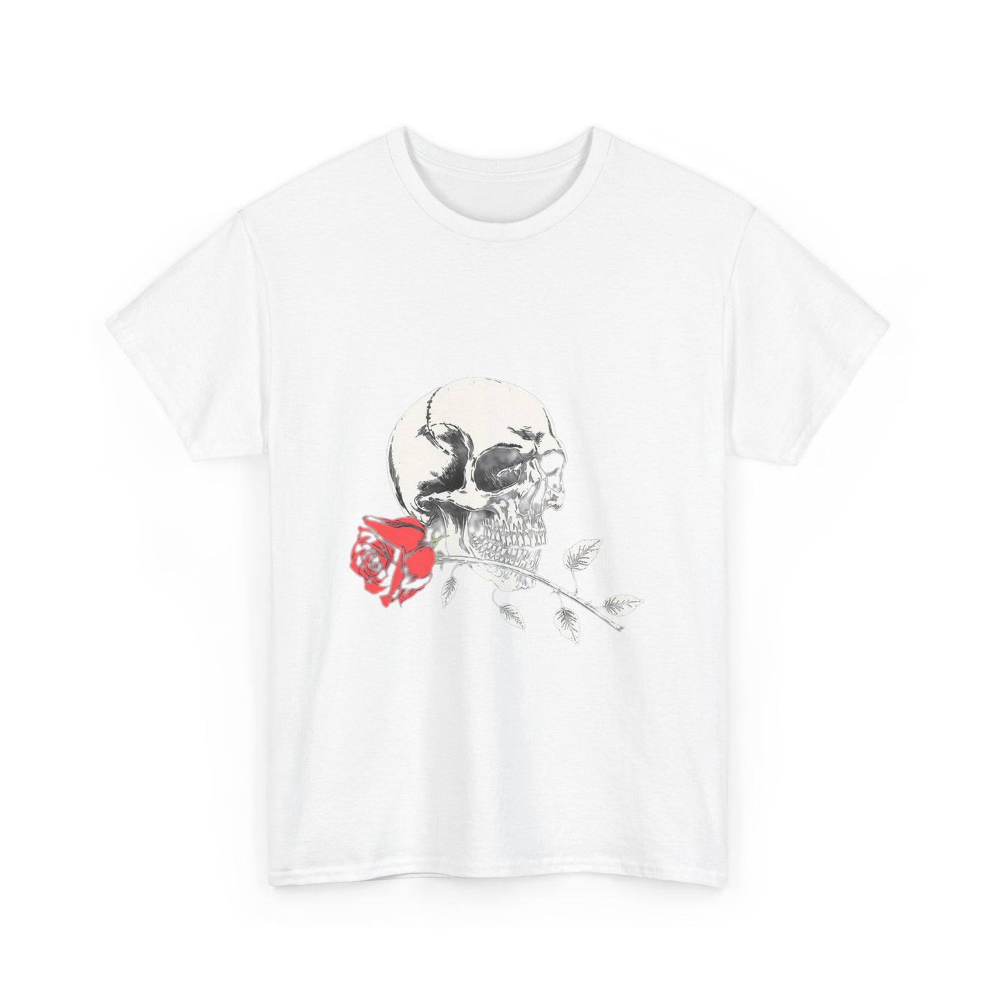 Skelly Goth Skull And Rose Unisex Heavy Cotton Tee
