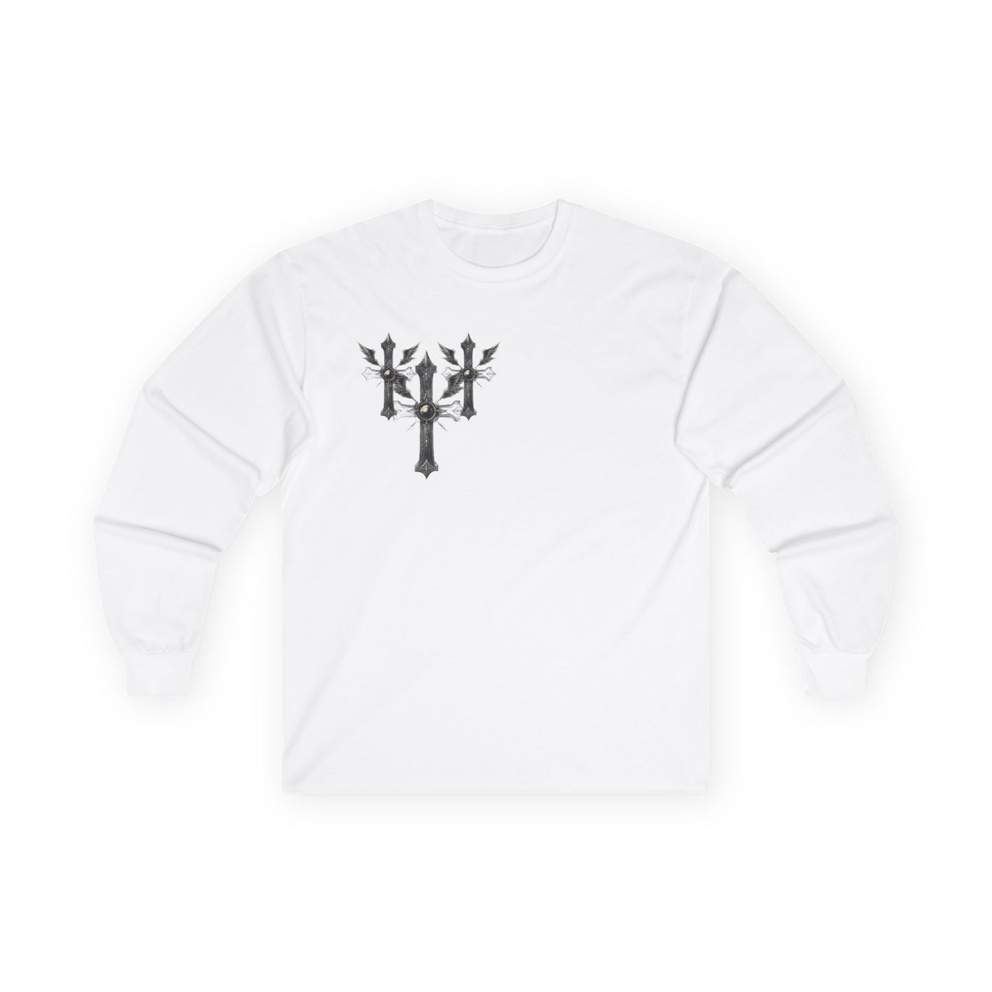 Gothic Y2k Unisex Long Sleeve Tee with Cross Design