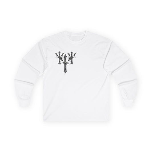 Gothic Y2k Unisex Long Sleeve Tee with Cross Design