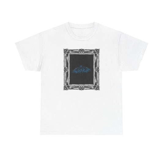 Gothic Y2k Blue Moth Framed Unisex Heavy Cotton Tee