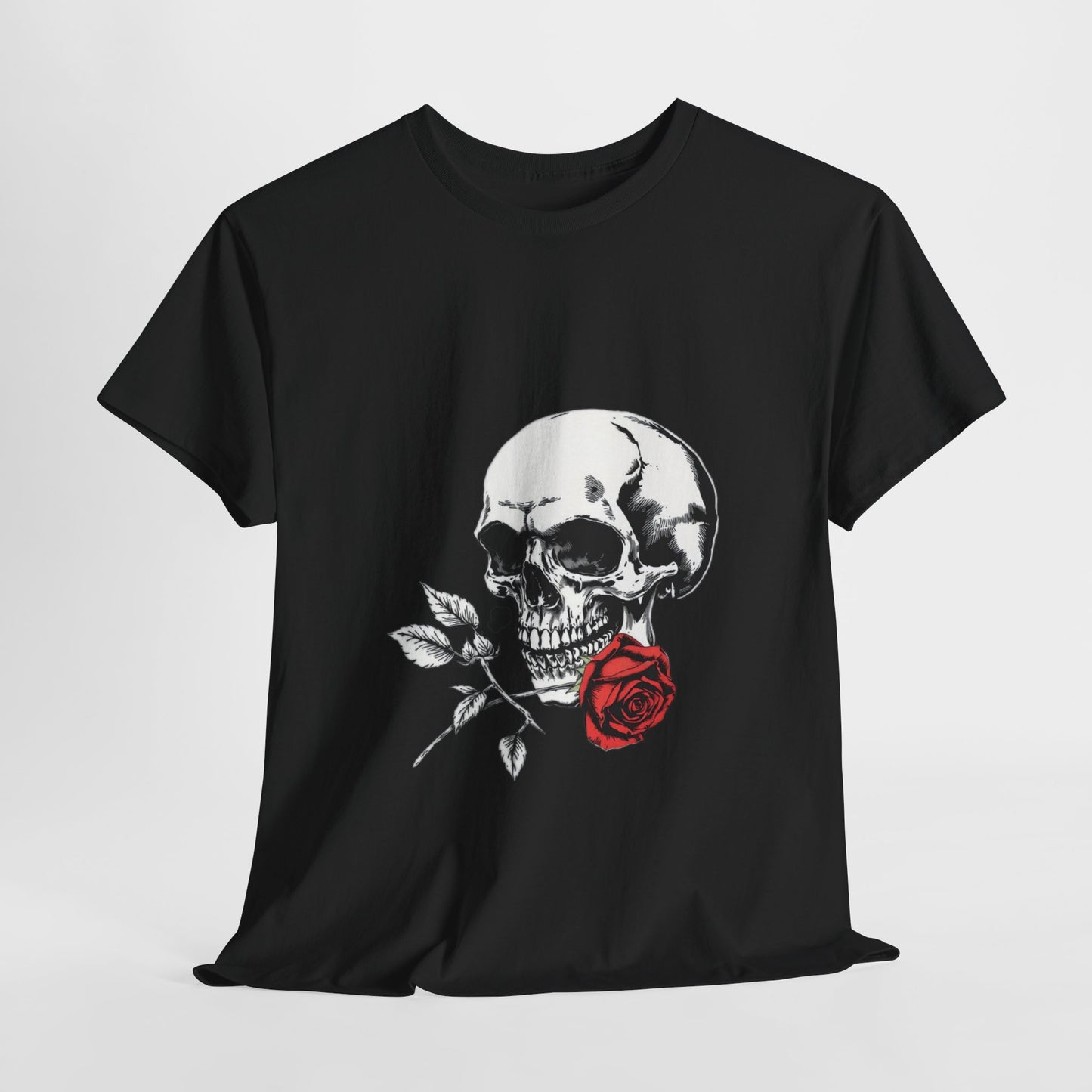 Skelly Goth Skull & Rose Tee - Unisex Heavy Cotton T-Shirt