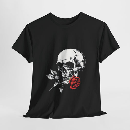 Skelly Goth Skull & Rose Tee - Unisex Heavy Cotton T-Shirt