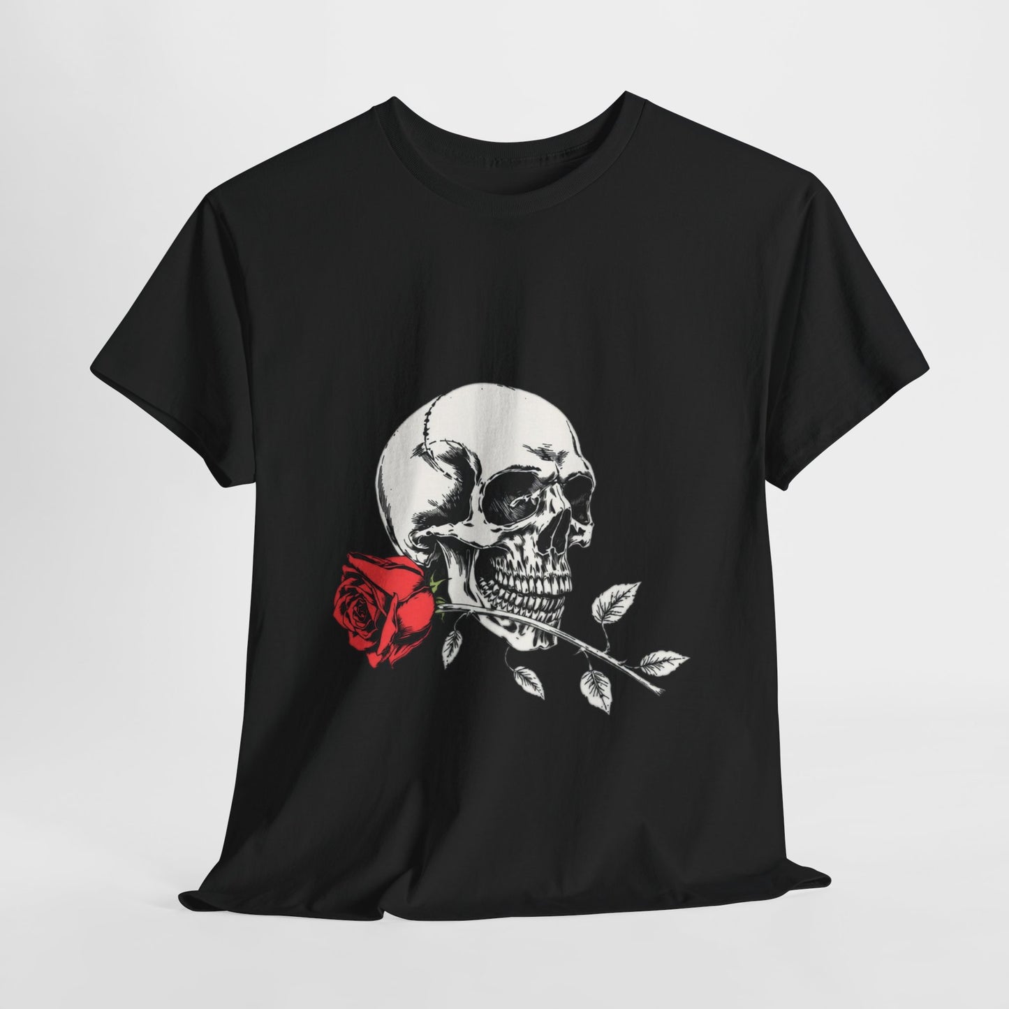 Skelly Goth Skull And Rose Unisex Heavy Cotton Tee