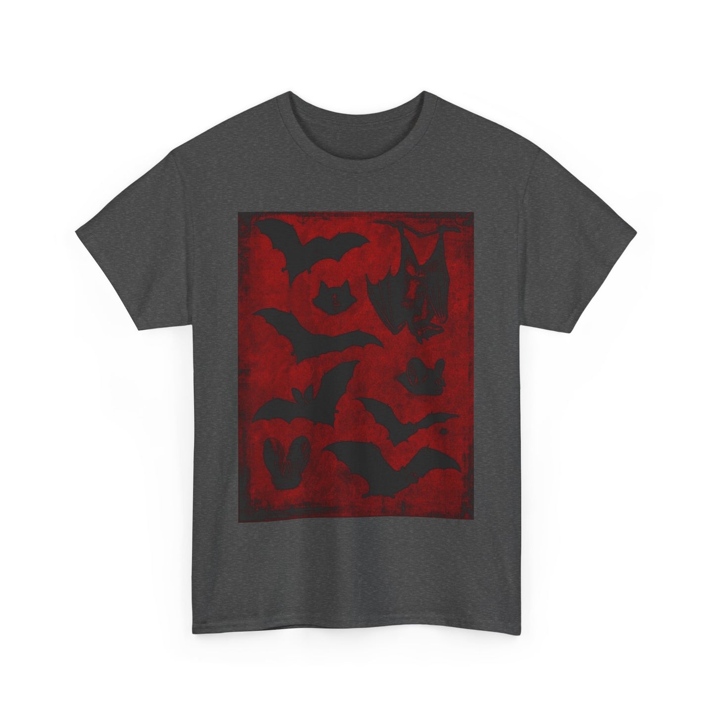 Moody Tee Gothic Bat Print Unisex Heavy Cotton Tee