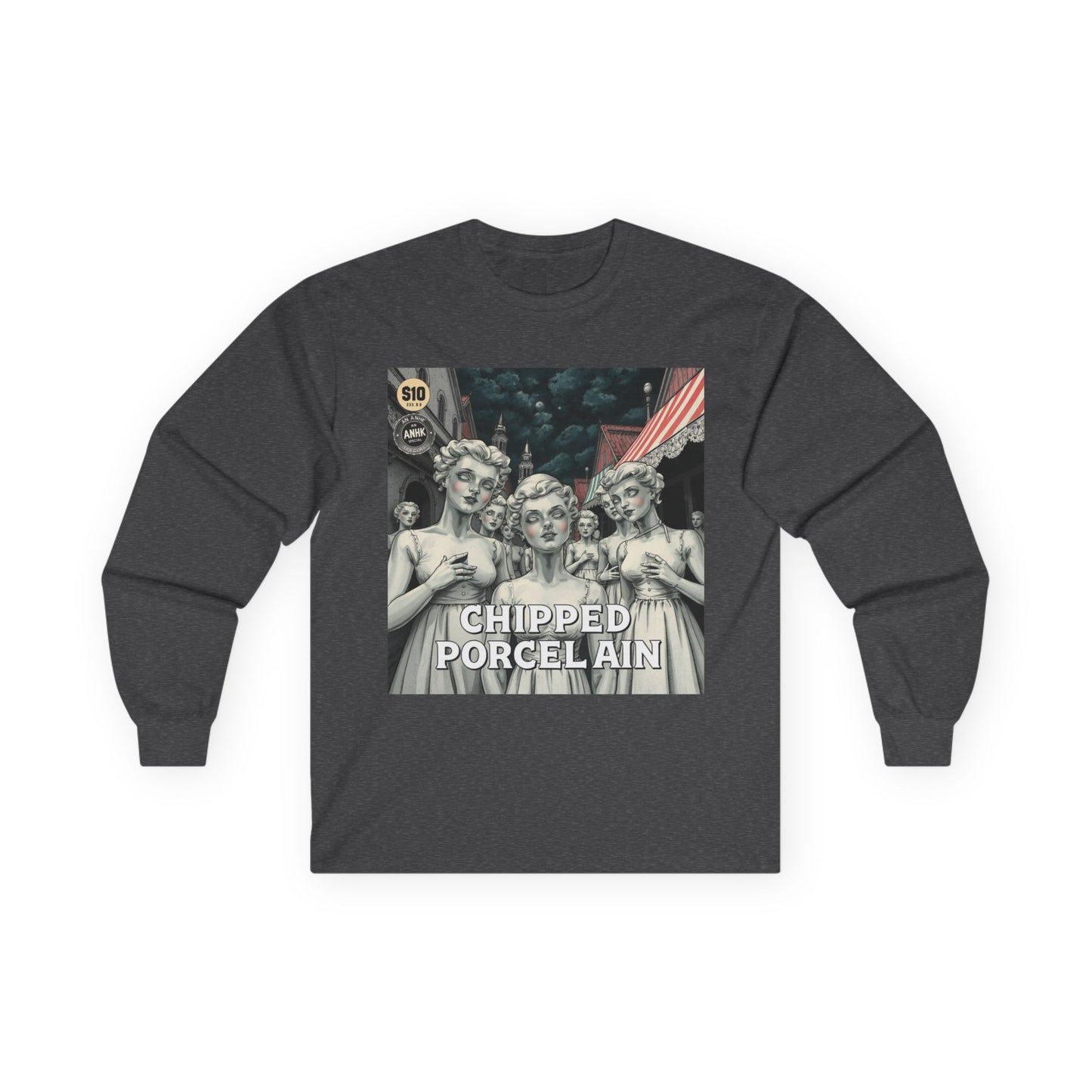 Vintage Comic Cover Chipped Porcelain Long Sleeve Tee