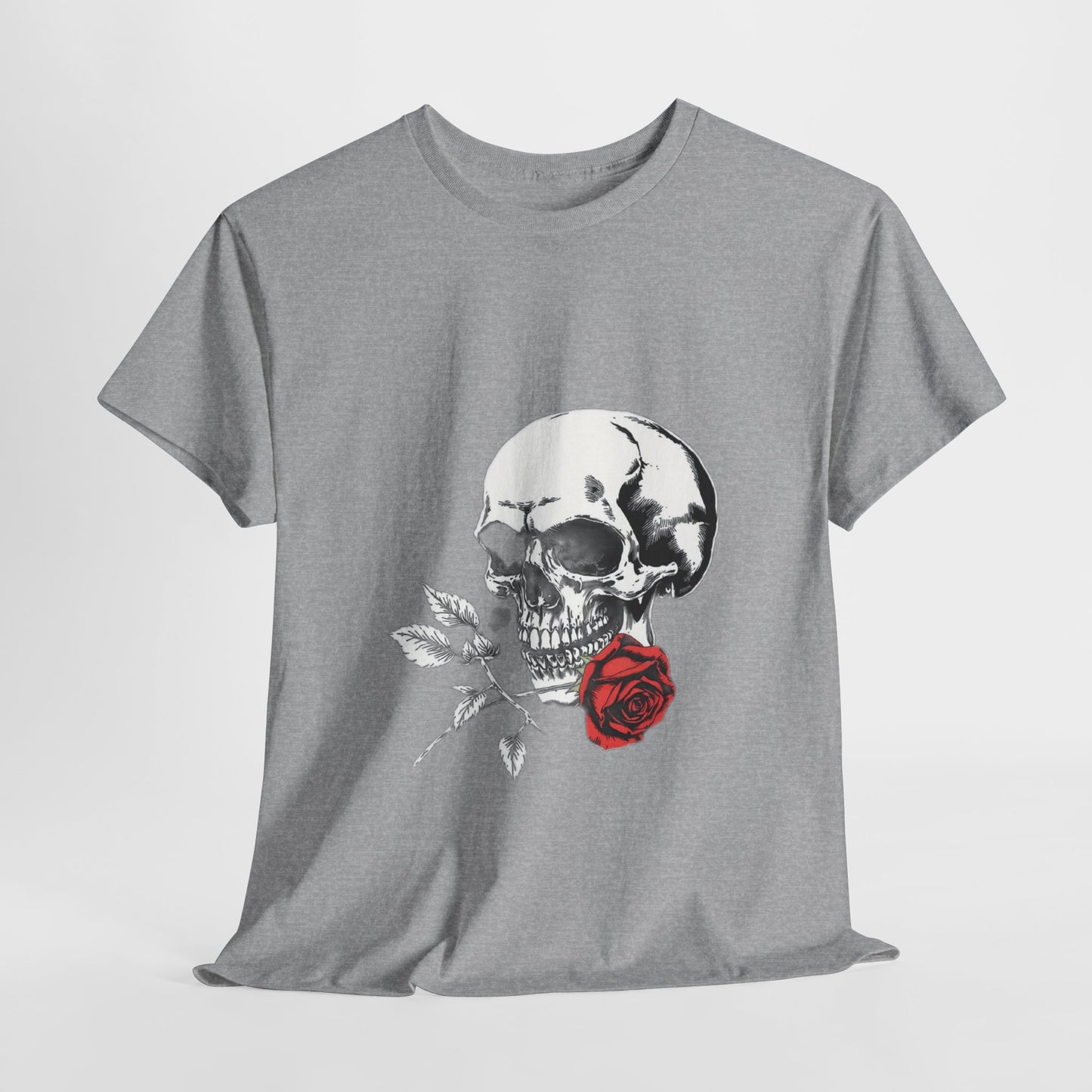 Skelly Goth Skull & Rose Tee - Unisex Heavy Cotton T-Shirt