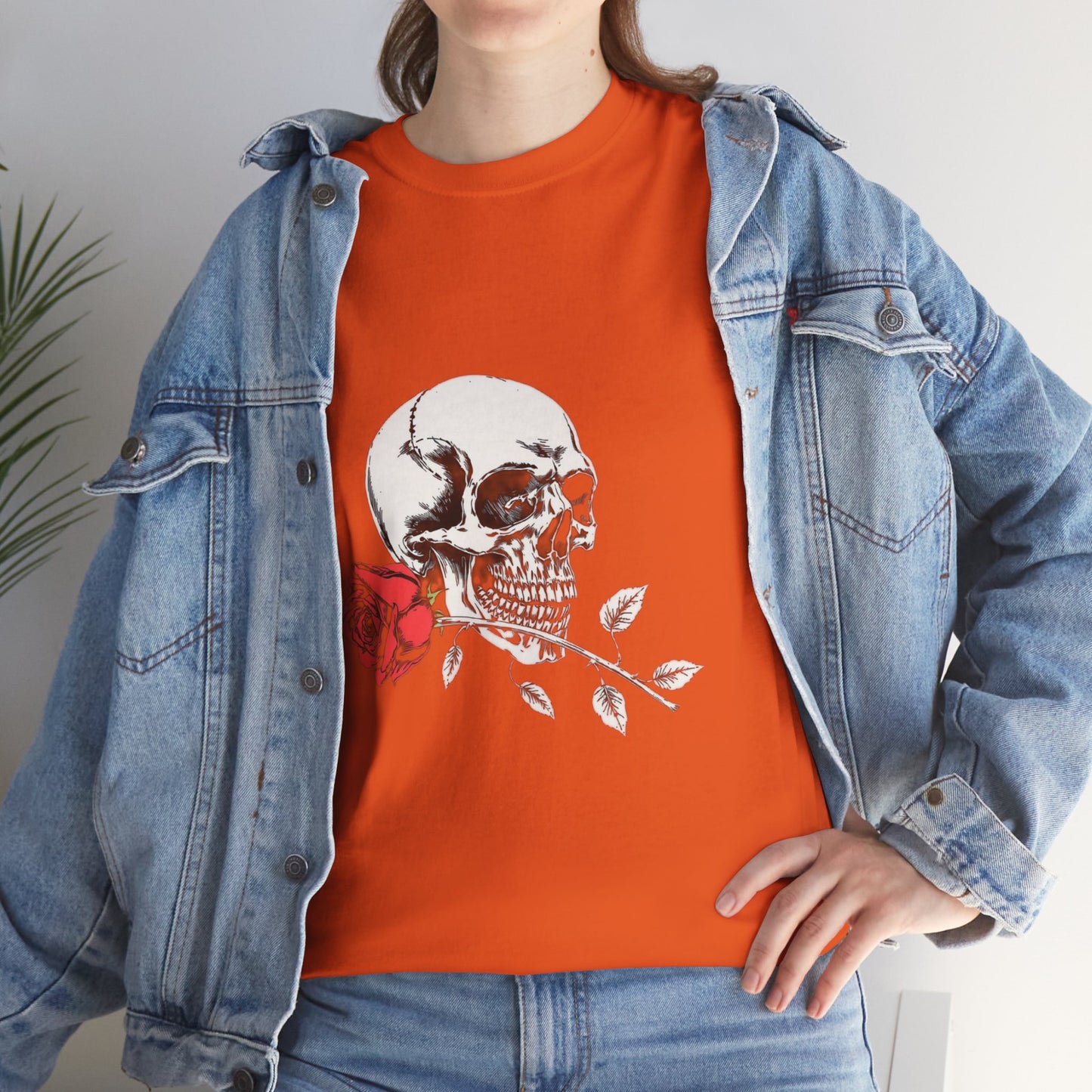 Skelly Goth Skull And Rose Unisex Heavy Cotton Tee