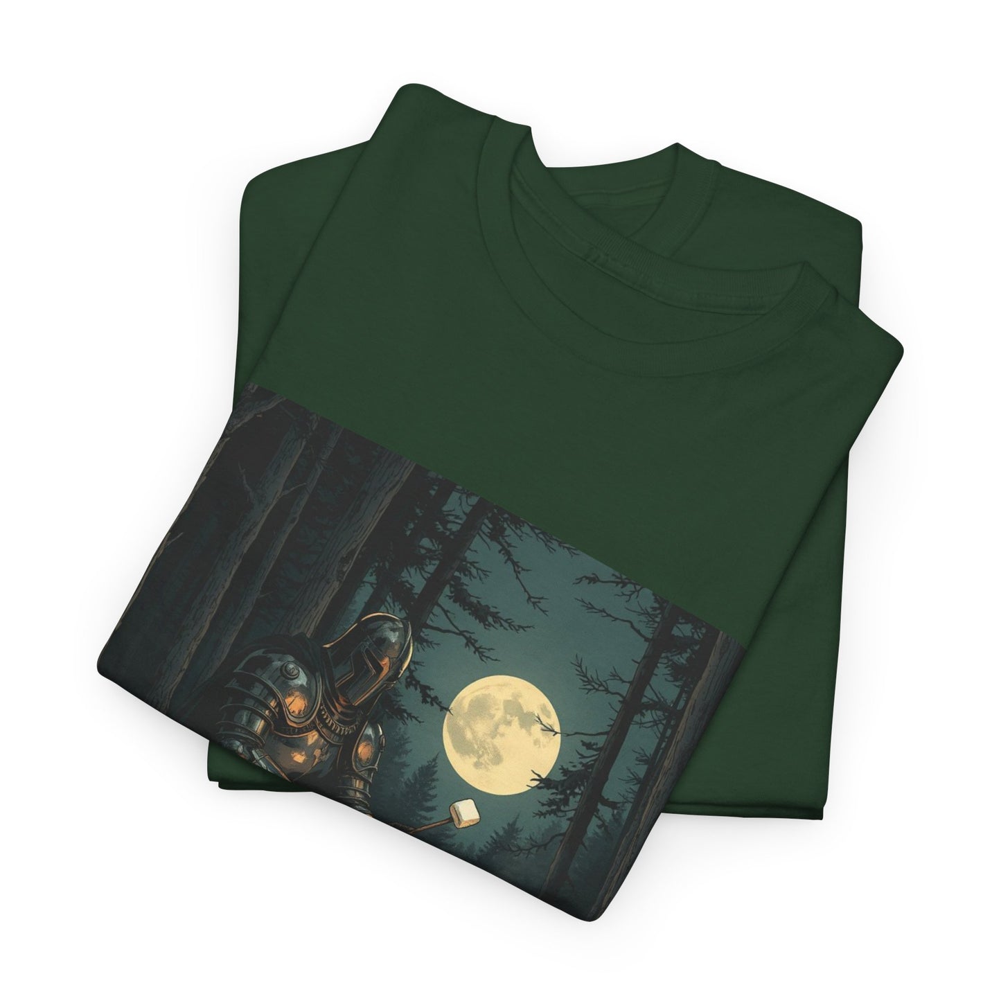 Vintage Comic Cover Knight Of Marshmallows Moonlit Campfire Unisex Tee