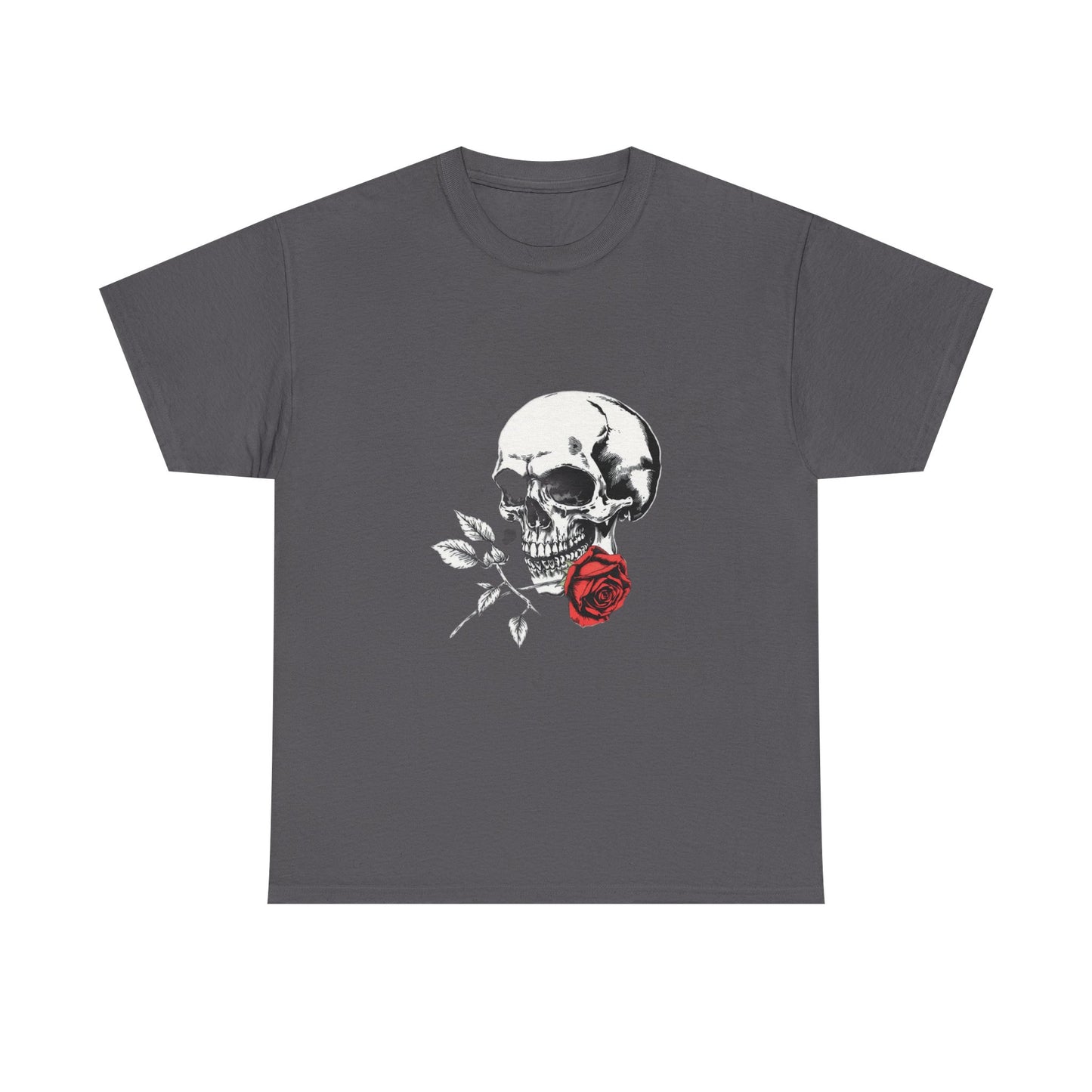 Skelly Goth Skull & Rose Tee - Unisex Heavy Cotton T-Shirt