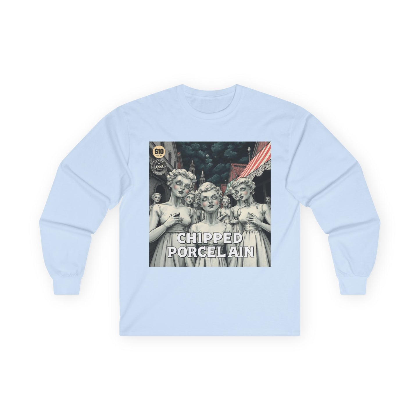 Vintage Comic Cover Chipped Porcelain Long Sleeve Tee